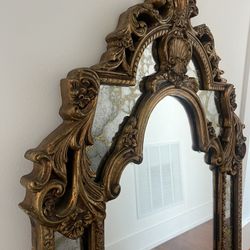 1stDibsVintage Hollywood  Regency Gold Gilt Ornate Wall Mirror - 55" x 32"