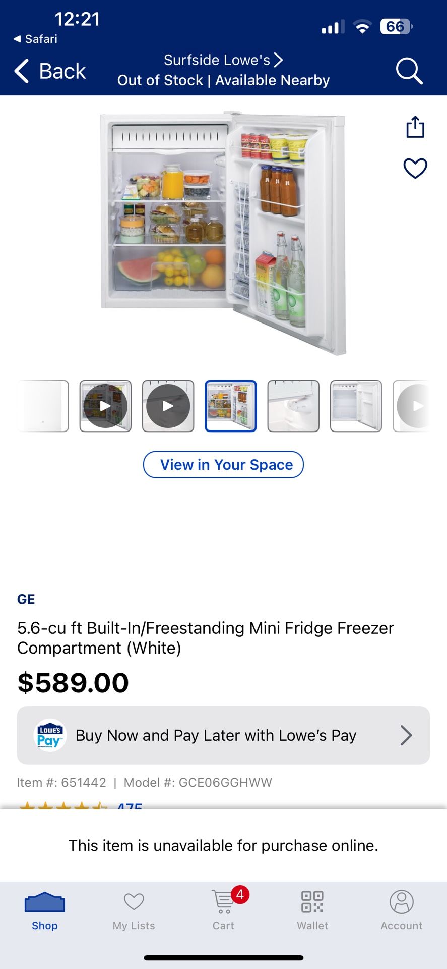 GE Freestanding Mini Fridge