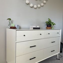 white mid century dresser