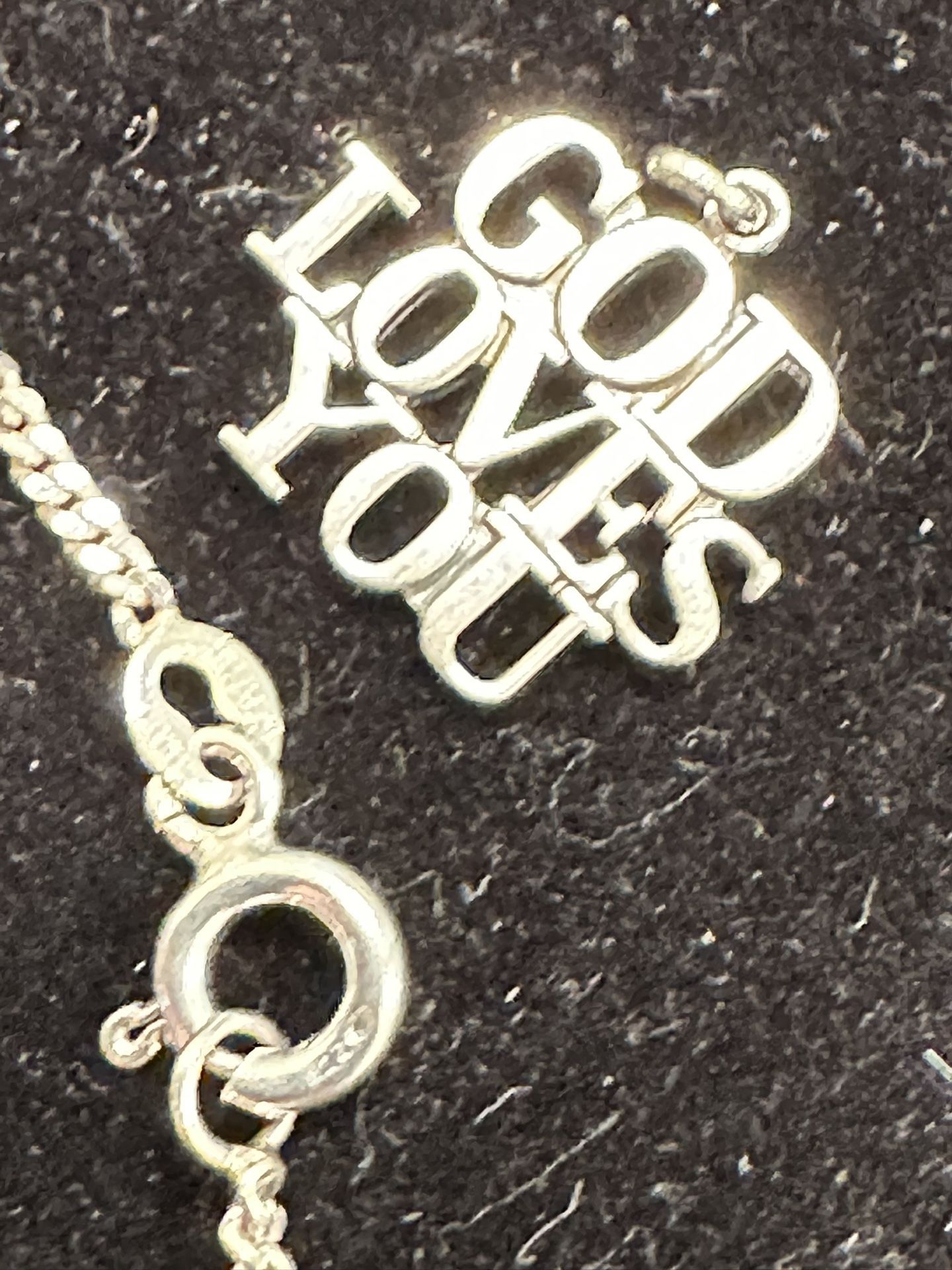Tiffany & Co. Vintage GOD LOVES YOU Silver Pendant & Chain Beautiful!!
