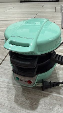 Hamilton Beach Breakfast Sandwich Maker with Egg Cooker Ring, Customize Ingredients, Perfect for English Muffins Mint Color