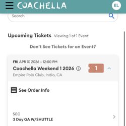 Coachella Weekend 1 W/ Shuttle 