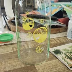 Vintage Pyrex Lemon Lime Pitcher Carafe Lid w/ Strainer 1 Qt 