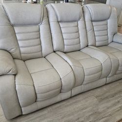Malibu  Platinum Leather Sofa And Love Seat