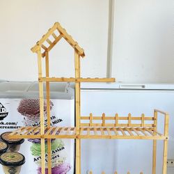 Bamboo plant stand,with wheels