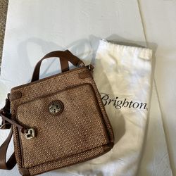Brighton London Groove Selena Organizer Woven Purse 10X10X3 Brown Crossbody / Shoulder