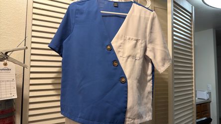 Blue and White Blouse