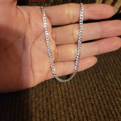 Italy 925 Solid Sterling Silver Cuban Link Chain Necklace for Men Women 22" Plata Italiana 925 Cadena Unisex 22"