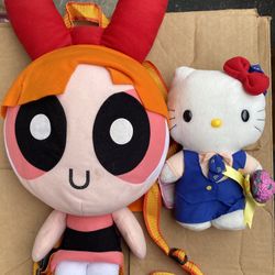 Power Puff Girls Backpack/ Purse & Hello Kitty Plush both for $25