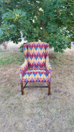 Vintage Colorful Wingback Chair