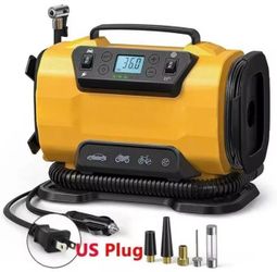 110V-230V AC/DC Dual Power Portable Inflation Pump Car Air Compressor for Home Auto Dual Inflatable Boat Bicycle Tire Inflator Brand New still in the 