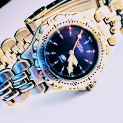 Vintage Fossil Blue Quartz Steel Divers Watch Blue Dial AM-3099