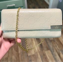 Gucci Guccissima Leather Chain Wallet Clutch
