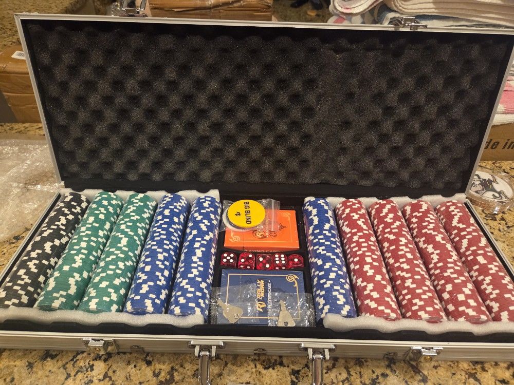 Professional 500 Chips Poker Set With Hard Case - New