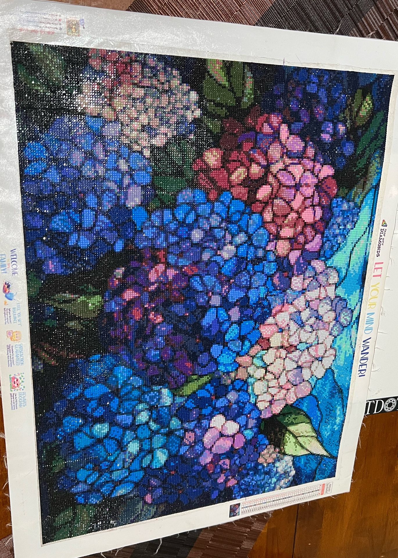 Beautiful Finished Hydrangea Diamond Art