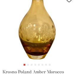 KROSNO POLAND AMBER GLASS MOROCCO IN GOOD CONDITION