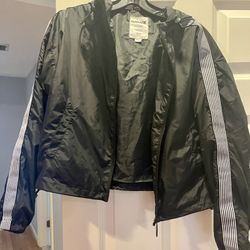 NWOT Garage Black Windbreaker With White Stripes Size TP/XS