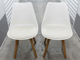 Set Of 2 White Mid-Century Modern Dining Chairs