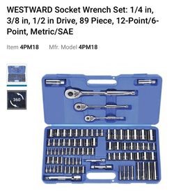 WESTWARD 89-Piece SAE & Metric Socket Wrench Set