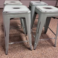 Blue Metal 24”H Barstools