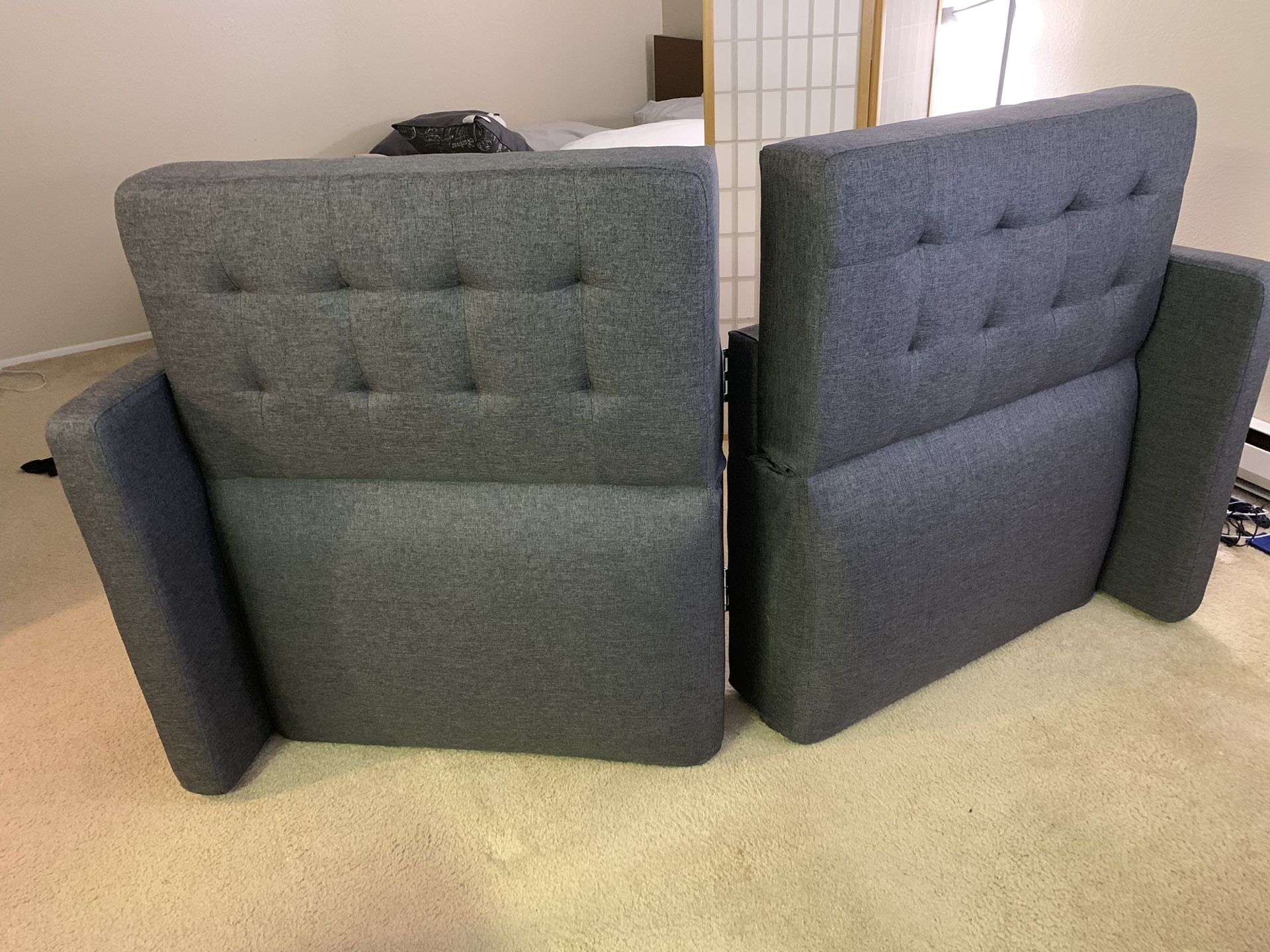 Full Porter Fabric Tufted Futon Gray Couch Futon