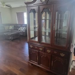 Two Piece Hutch W/glass Shelving