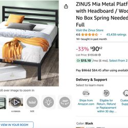 Zinus Metal Platform Full Size Bed Frame With Headboard