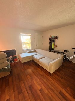 Cream L-Shaped Sectional Sofa