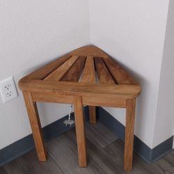 New Small Corner Triangle Teak Outdoor Side Table.