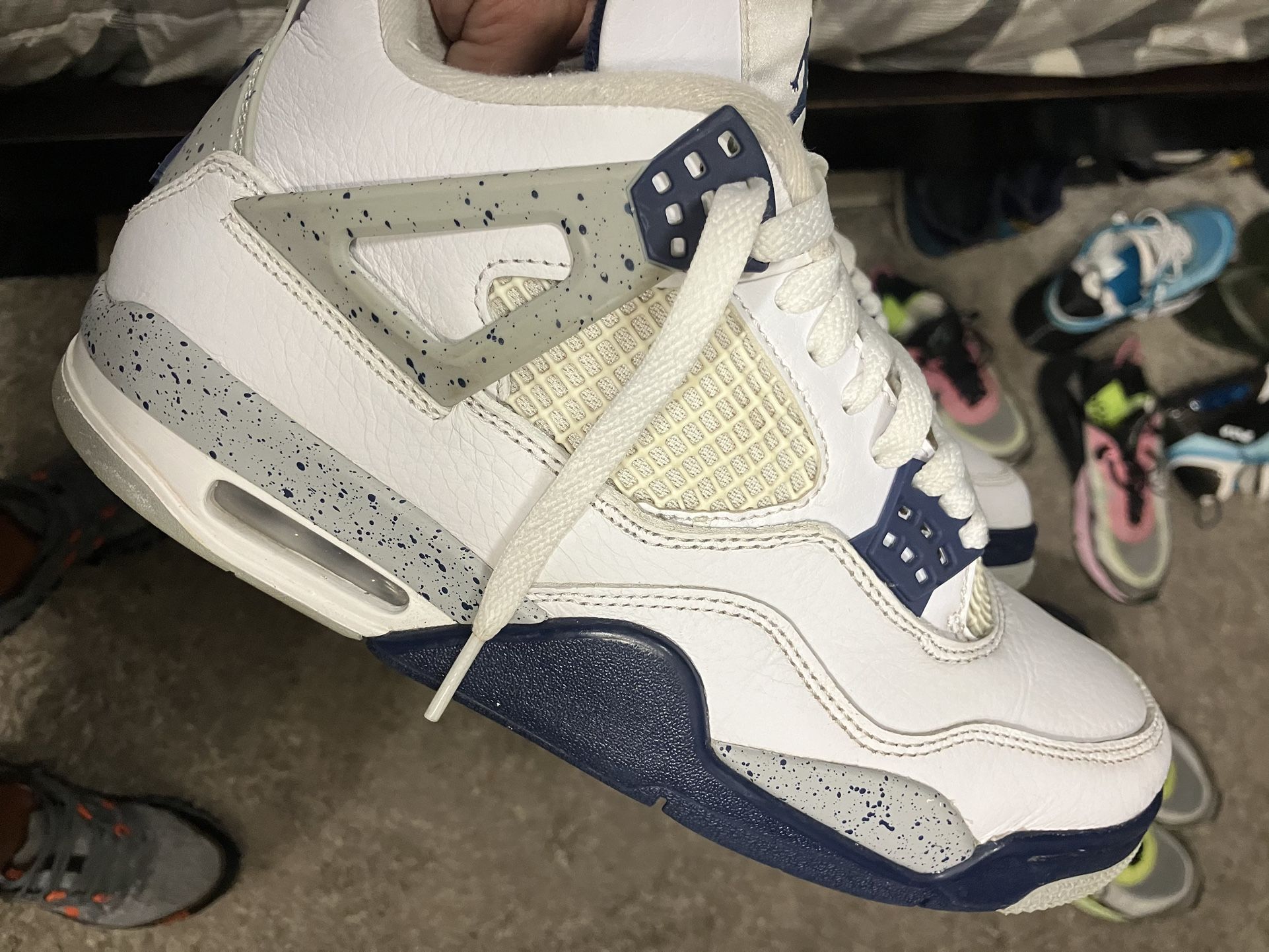 Nike Air Jordan 4s White Midnight Blue Retro 