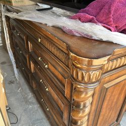 Leather Queen bed And Matching Dresser