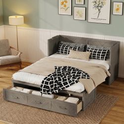 Tindra Queen Size Murphy Bed with 3 Drawers and USB Charging Station