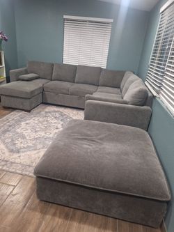 Gray Fabric Sectional Sofa