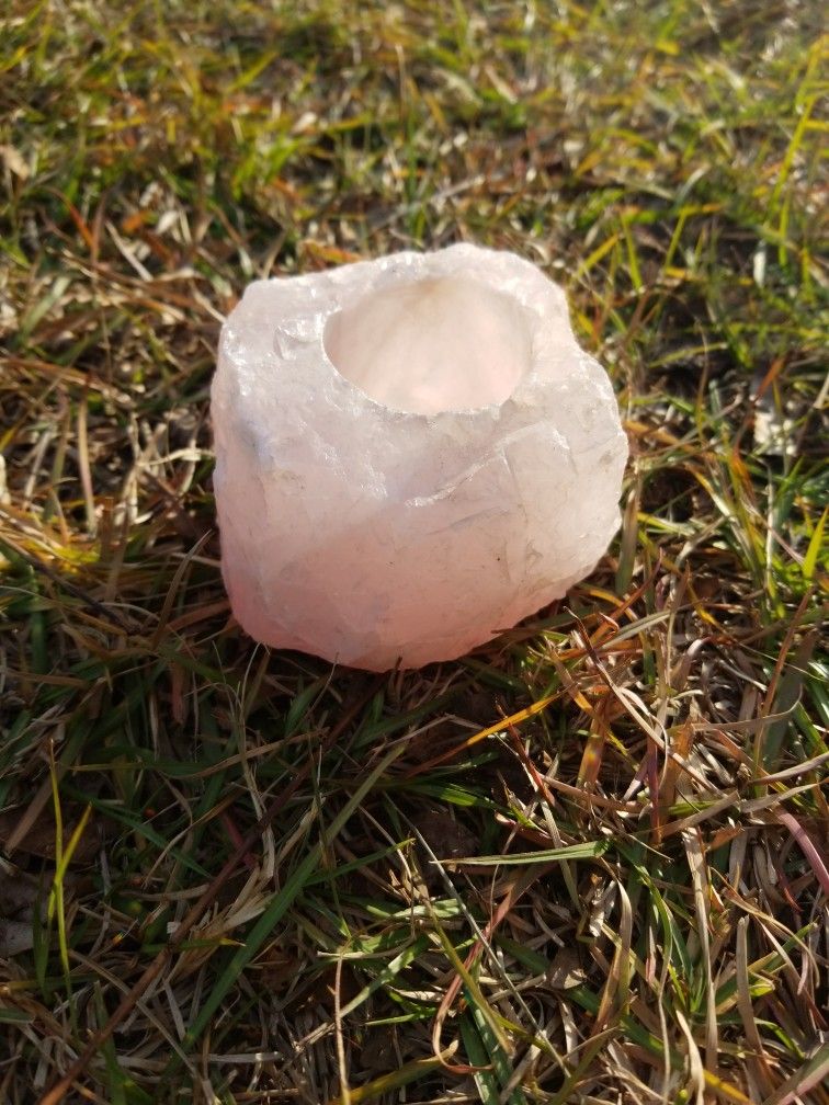 Rose Quartz Tea light Candle Holder 