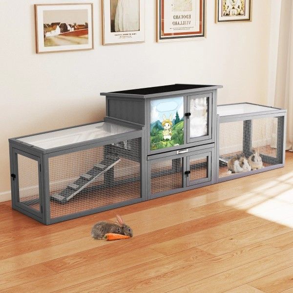 Rabbit Hutch Insulted Outdoor / Indoor Wooded Small Animal Enclosure House Shelter, NEW 
