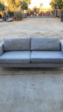 light blue-gray fabric sofa
