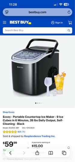Ecozy Portable Countertop Ice Maker – Black
