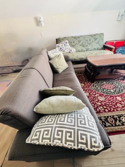 Olive green Fabric Three-Seater and Sleeper Sofa