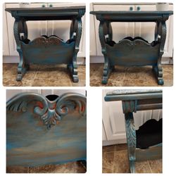 Table Magazine Book Rack~ Freshly Handpainted 