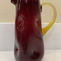 Vintage Red Crackle Finish Pitcher