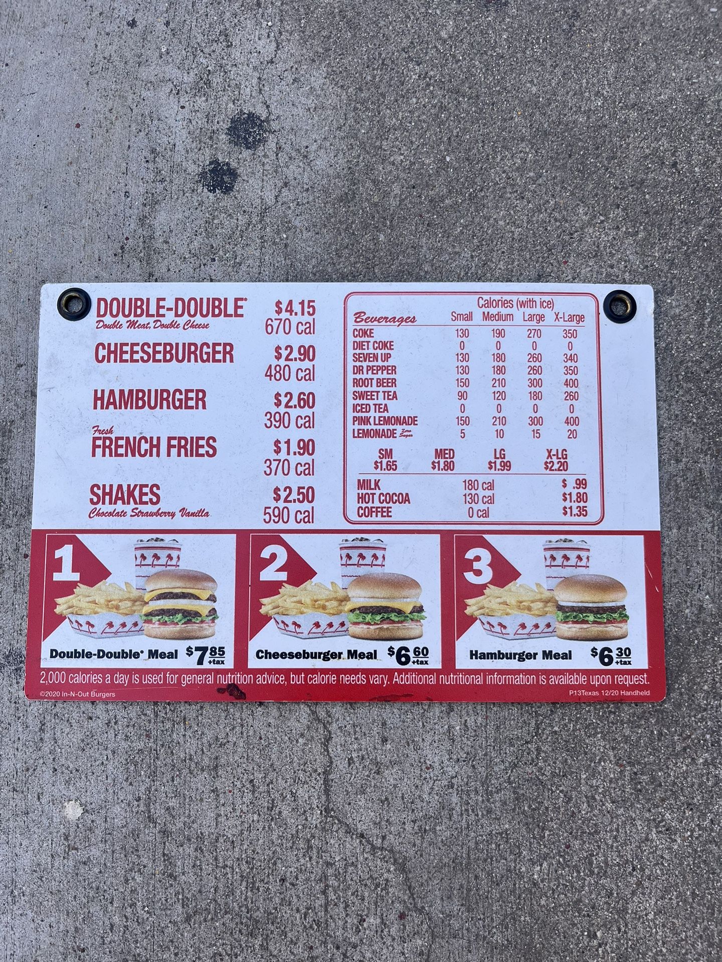 In N Out Burger Sign iPad Menu