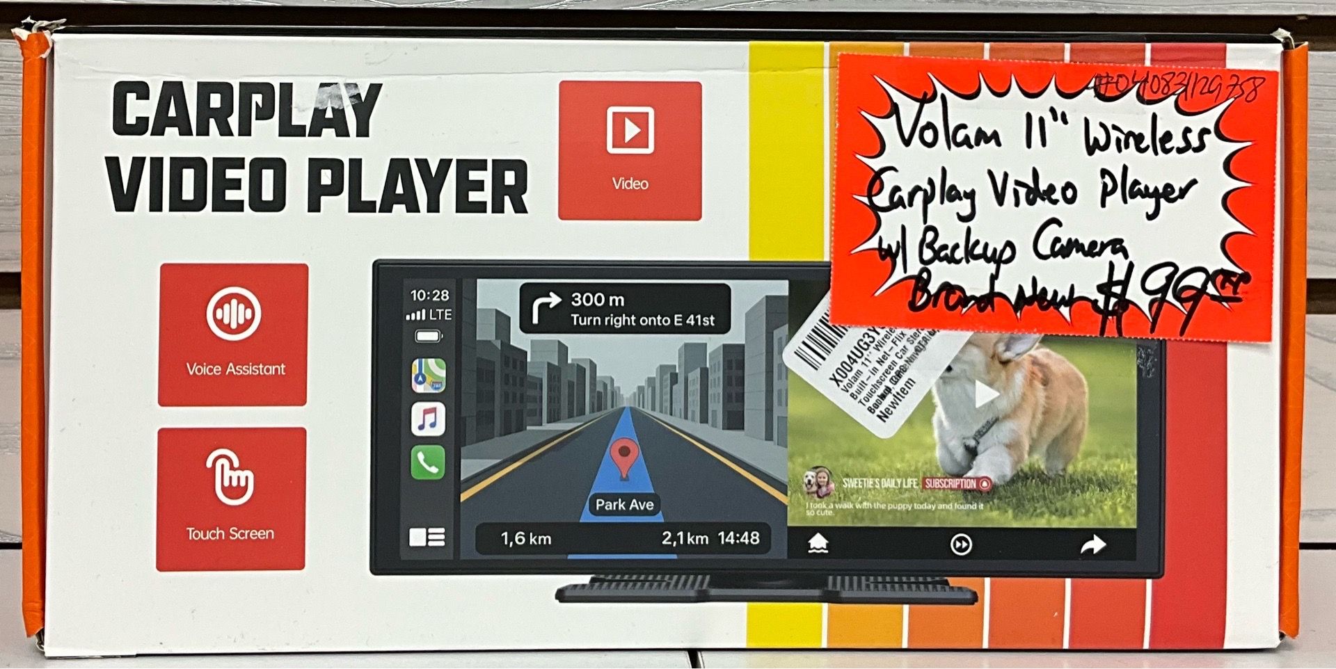 Volan 11” Wireless CarPlay Video Player W/ Backup Camera Brand New