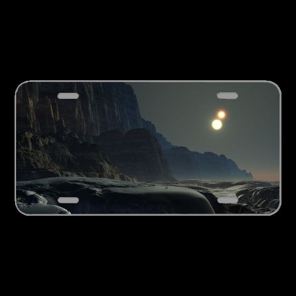 License Plate Novelty Car Front Landscape Double Sun Rock Wall