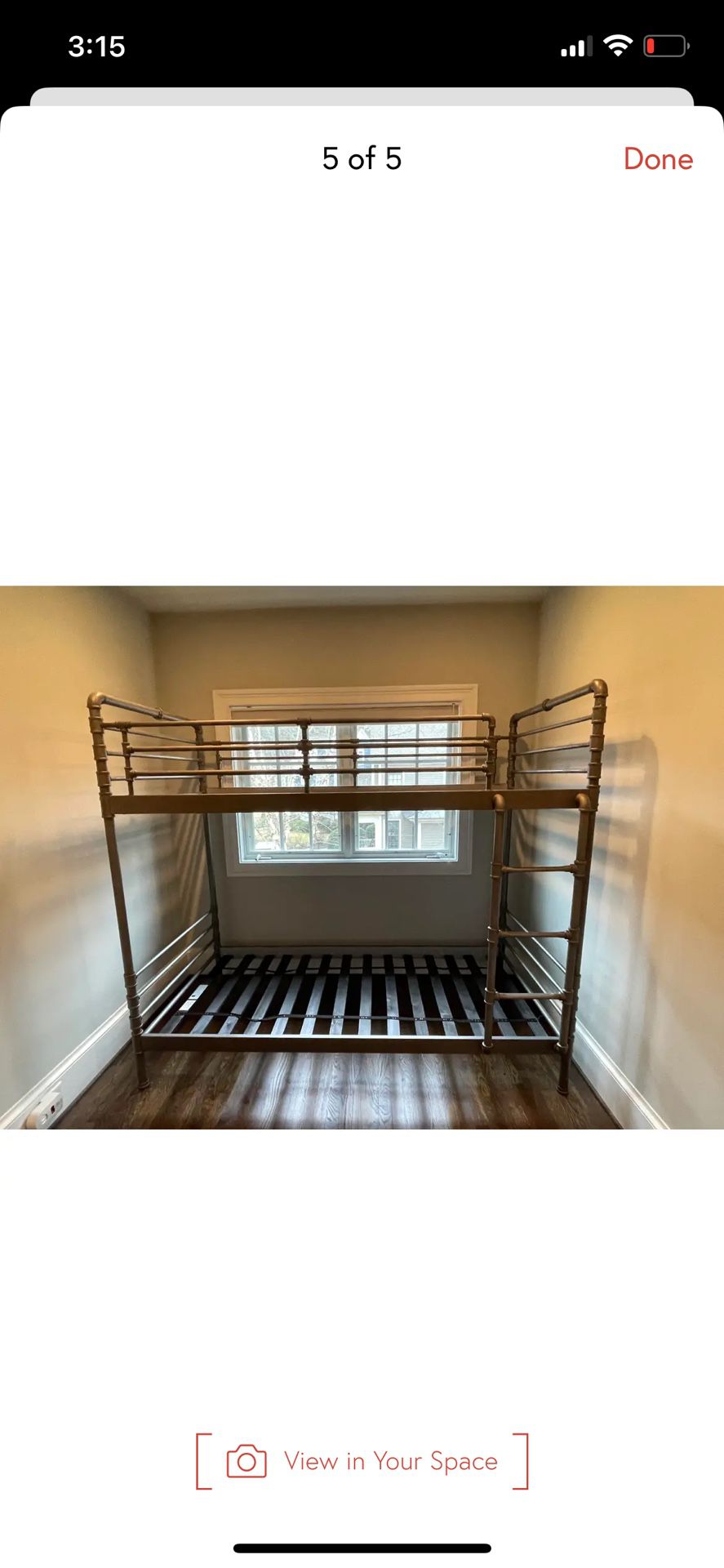 Restoration Hardware Industrial Steel Pipe Twin Over Twin Bunk Bed