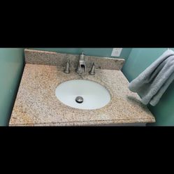  Bathroom Sink with Nickel Faucet – Great Condition!