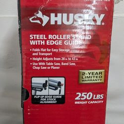 Husky 28 in. to 43 in. Stationary Steel Roller Stand with Edge Guide
