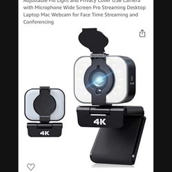 2021 New Version 4K Upgraded Webcam with Adjustable Fill Light and Privacy Cover USB Camera with Microphone Wide Screen Pro Streaming Desktop Laptop M