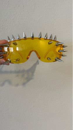 Burning Man Spiked Sunglasses Yellow Amber Shield Rave Festival Cyberpunk Glasses