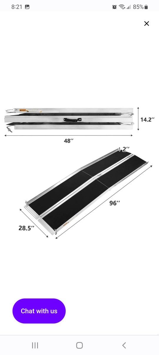 8Ft Ramp For Wheelchair, Multi-fold Wheelchair Ramps, w/Anti-Slip Carpeted Stairs, Mobility Handicap Suitcase For Doorways, Stairs, Mobility Scooter