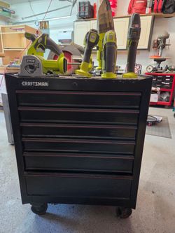 Craftsman 27 inch cart with Ryobi tools